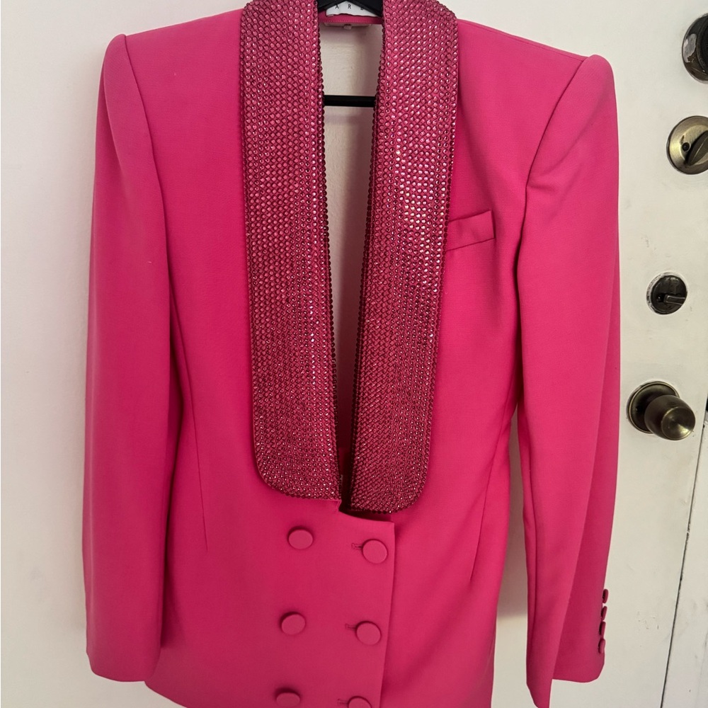 AREA Pink Tuxedo Dress